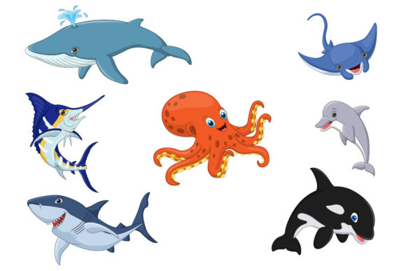 Cartoon Cute Sea Animals Graphics