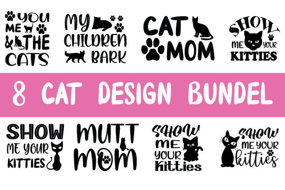 Cat Design Bundle Graphics for Print Templates
