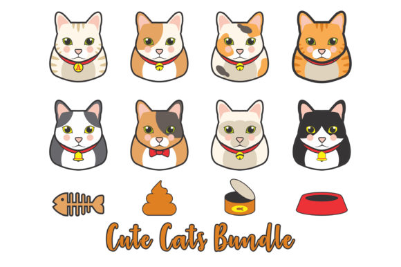 Cute Cats Face Bundle Graphics for Handmade Creators