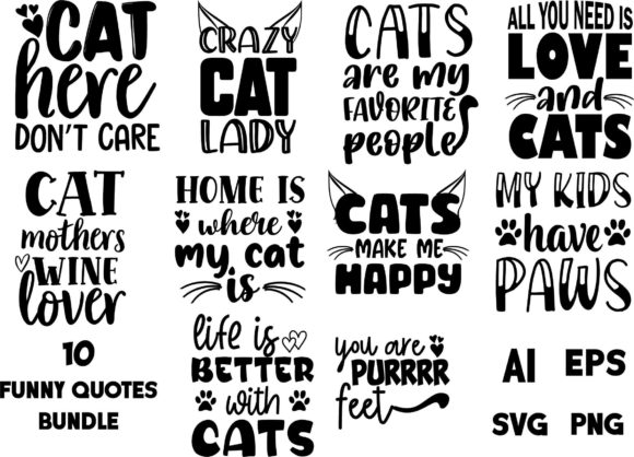 Funny Cat SVG Bundle for Print Templates and Graphics