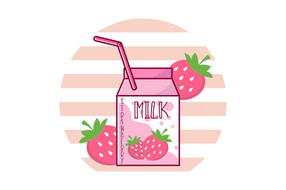 Funny Retro 90s Japanese Kawaii Strawberry Milk Shake Carton Crafts Food Amp