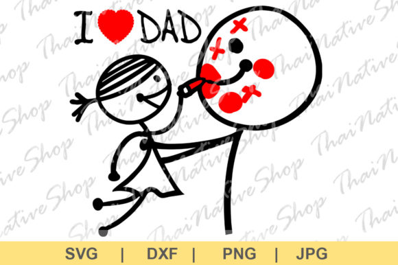 I Love Dad with Heart Graphics