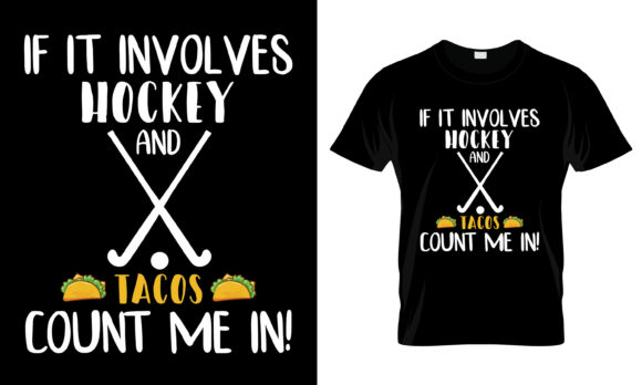 Playful Hockey and Tacos Graphic for Print Templates