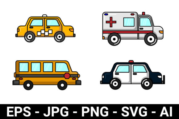 Public Service Car Set for Design Graphics