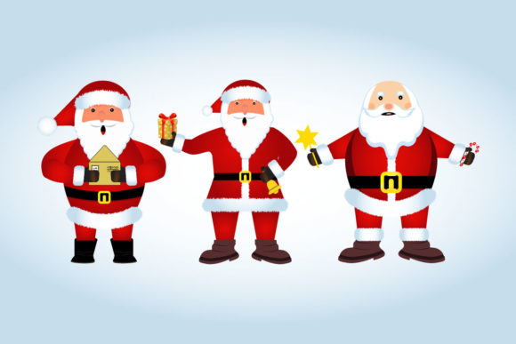 Three Santa Vector Graphics for Festive Branding